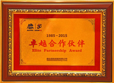 中荣荣获“2015维达卓越合作伙伴”大奖